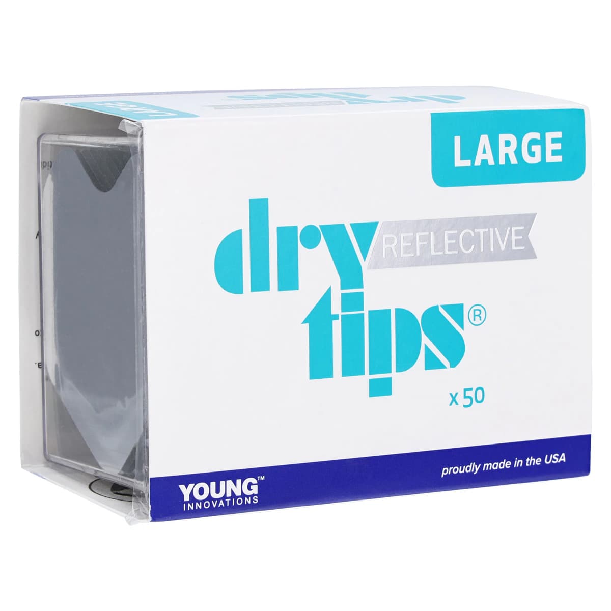 Reflective Dry Tips Cotton Roll Substitute, Adult, Large, Silver, 50/Pack, 291726 - Dry Tips Reflective Adult 50/Pack 291726 - Image 1