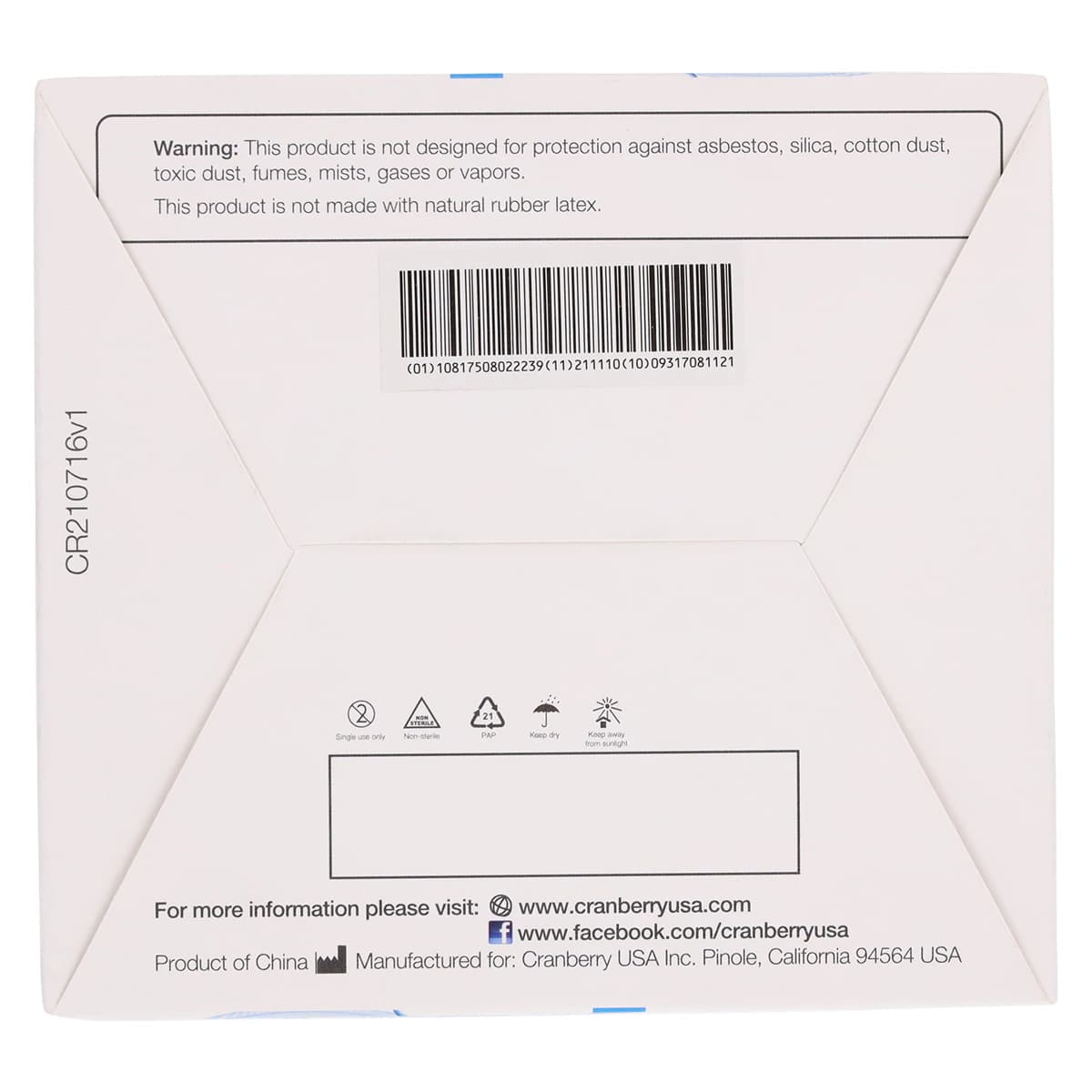 Cranberry 360 4-Ply Earloop Face Masks, ASTM Level 3, Anti-Fog, Latex-Free, Small, Silver, 40/Box, Q2860S thumbnail 10