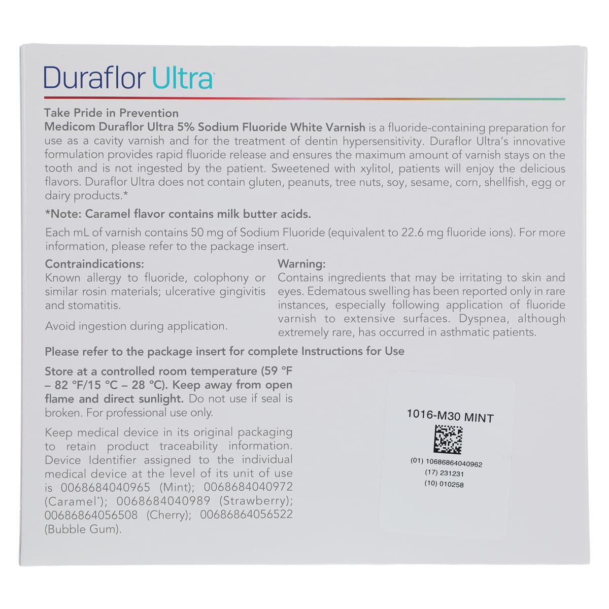 Duraflor Ultra 5% Sodium Fluoride White Varnish, Mint, 0.4 mL Unit Dose, 30/Box, 1016-M30 thumbnail 3