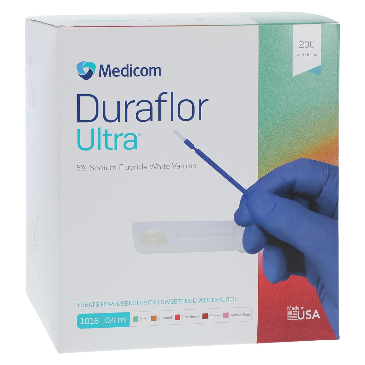 Duraflor Ultra 5% Sodium Fluoride White Varnish, Mint, 0.4 mL Unit Dose, 200/Box, 1016-M200 - Duraflor Ultra 5% Sodium Fluoride White Varnish Mint Box of 200 - Image 1