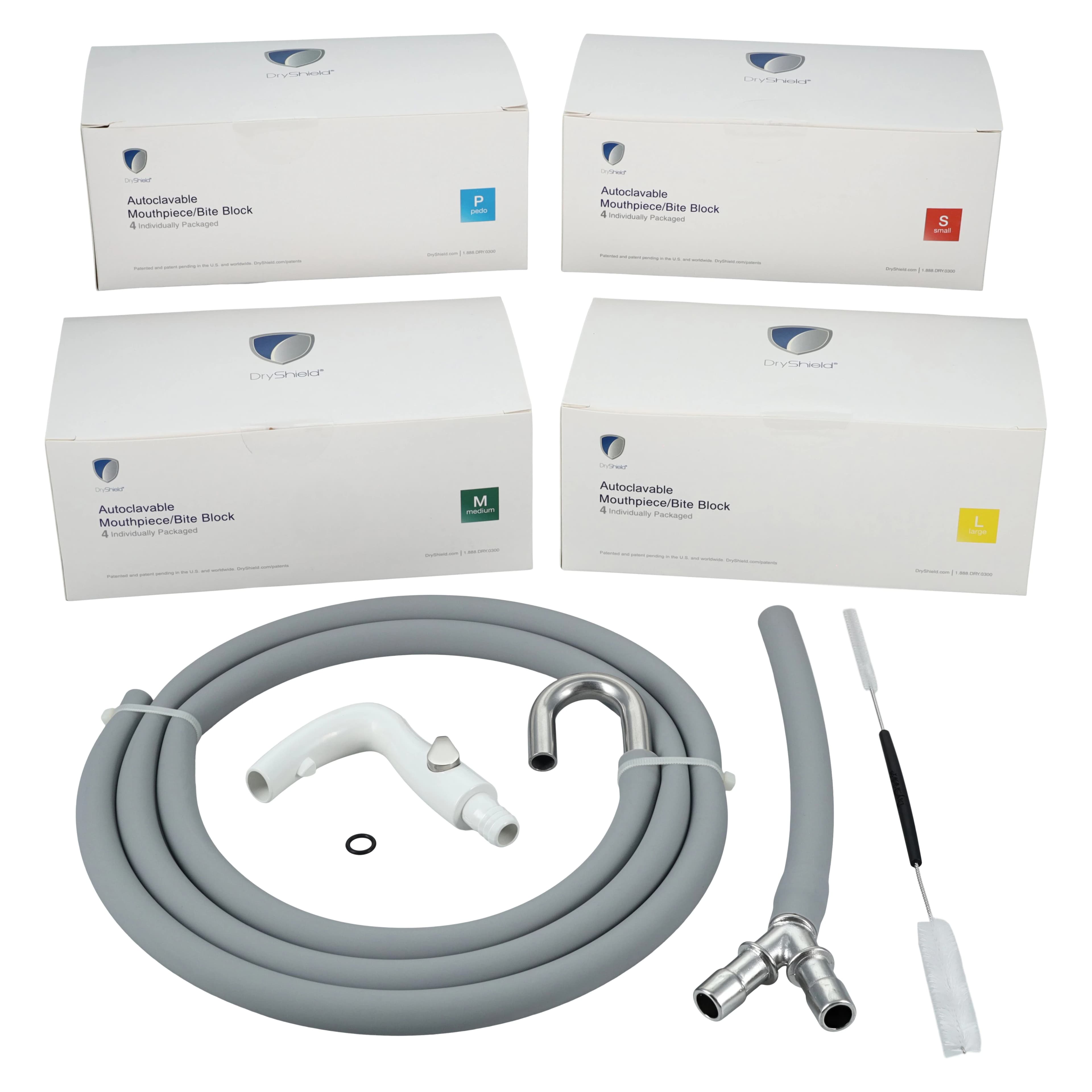 DryShield Autoclavable HVE Isolation System Starter Kit, Adult, Includes 4 Sizes of Mouthpieces (Pedo, Small, Medium, Large), DS-SK-001 thumbnail 2