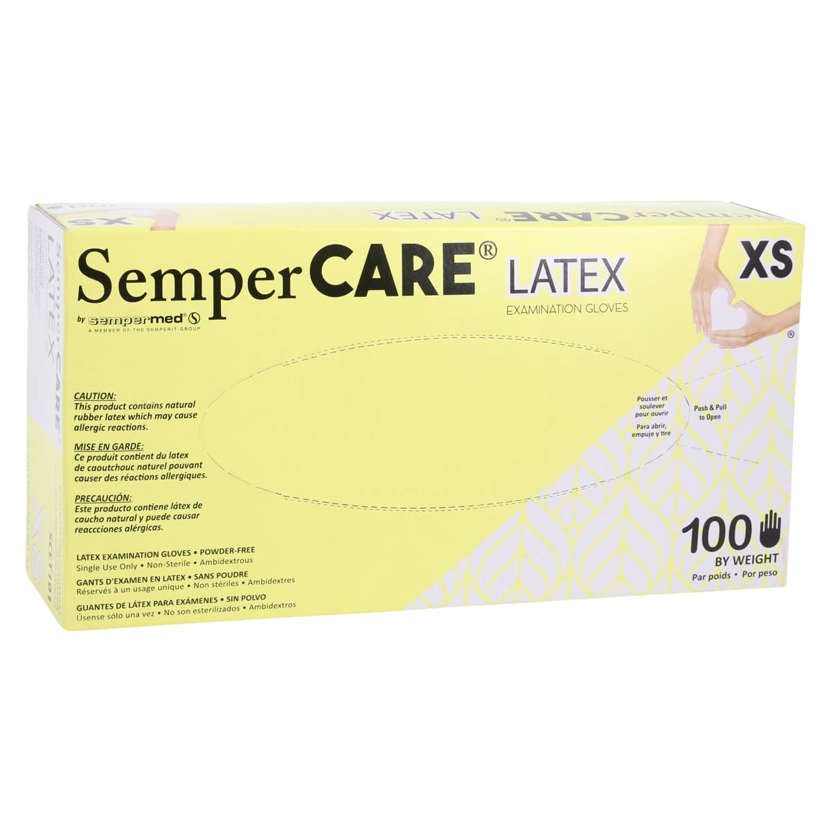 SemperCare® Latex Exam Gloves, Powder Free, Non-Sterile, Micro-Textured, X-Small, Cream, 100/Box thumbnail 4