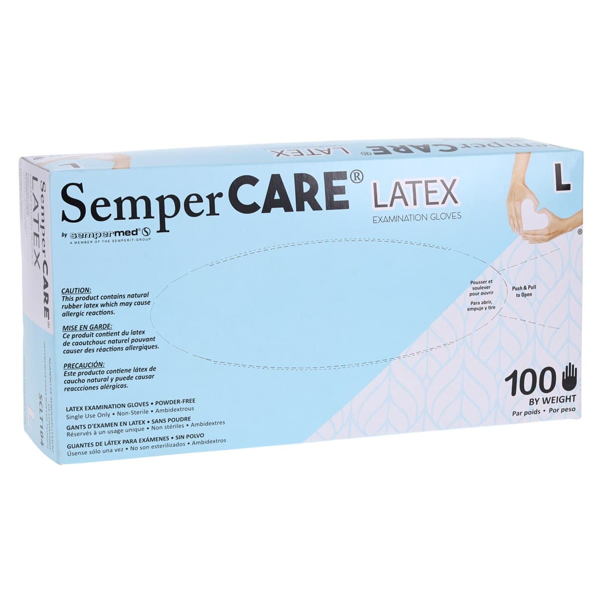 SemperCare Latex Exam Gloves, Powder Free, Non-Sterile, Micro-Textured, Large, Cream, 100/Box thumbnail 4