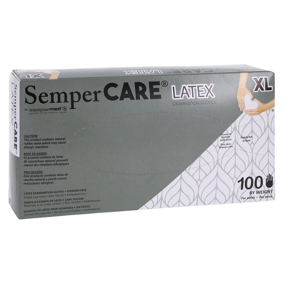 SemperCare Latex Exam Gloves, Powder Free, Textured, Non-Sterile, X-Large, Natural, 100/Box thumbnail 4