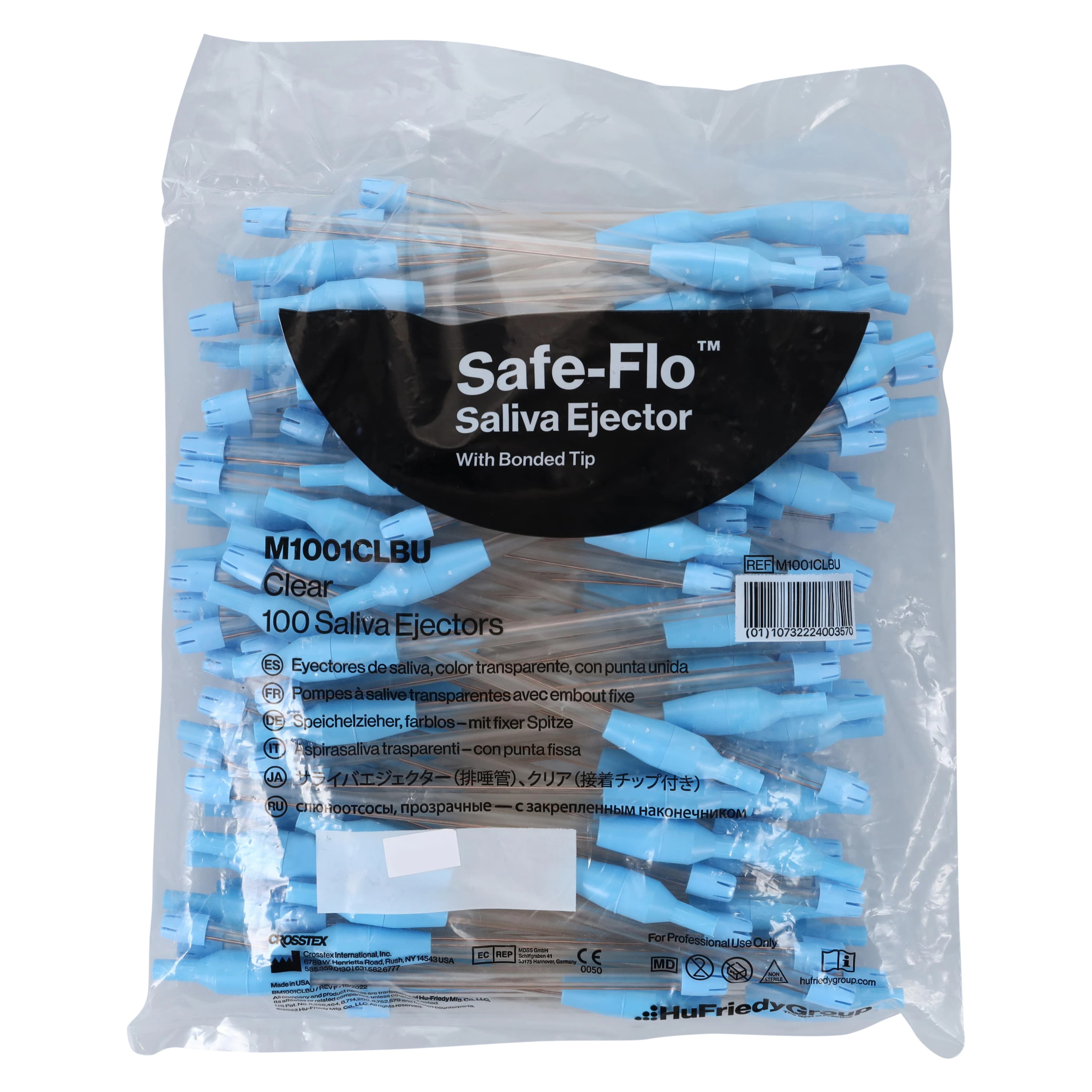 Safe-Flo Saliva Ejectors, Clear Tube with Blue Tip, One-Way Valve, Latex-Free, 100/Bag, M1001CLBU thumbnail 3