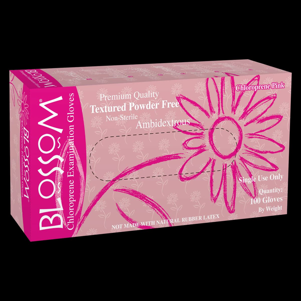 Blossom® Chloroprene Exam Gloves, Powder Free, Non-Sterile, Small, Pink, 100/Box - Blossom® Choloroprene Exam Gloves – Powder Free, Pink, 100/Pkg - Small - Image 1
