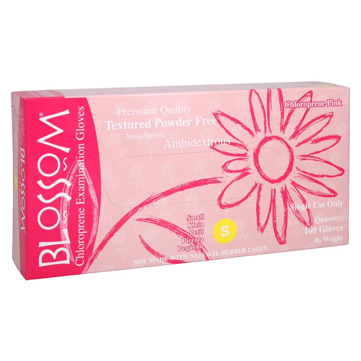 Blossom® Chloroprene Exam Gloves, Powder Free, Non-Sterile, Small, Pink, 100/Box thumbnail 4