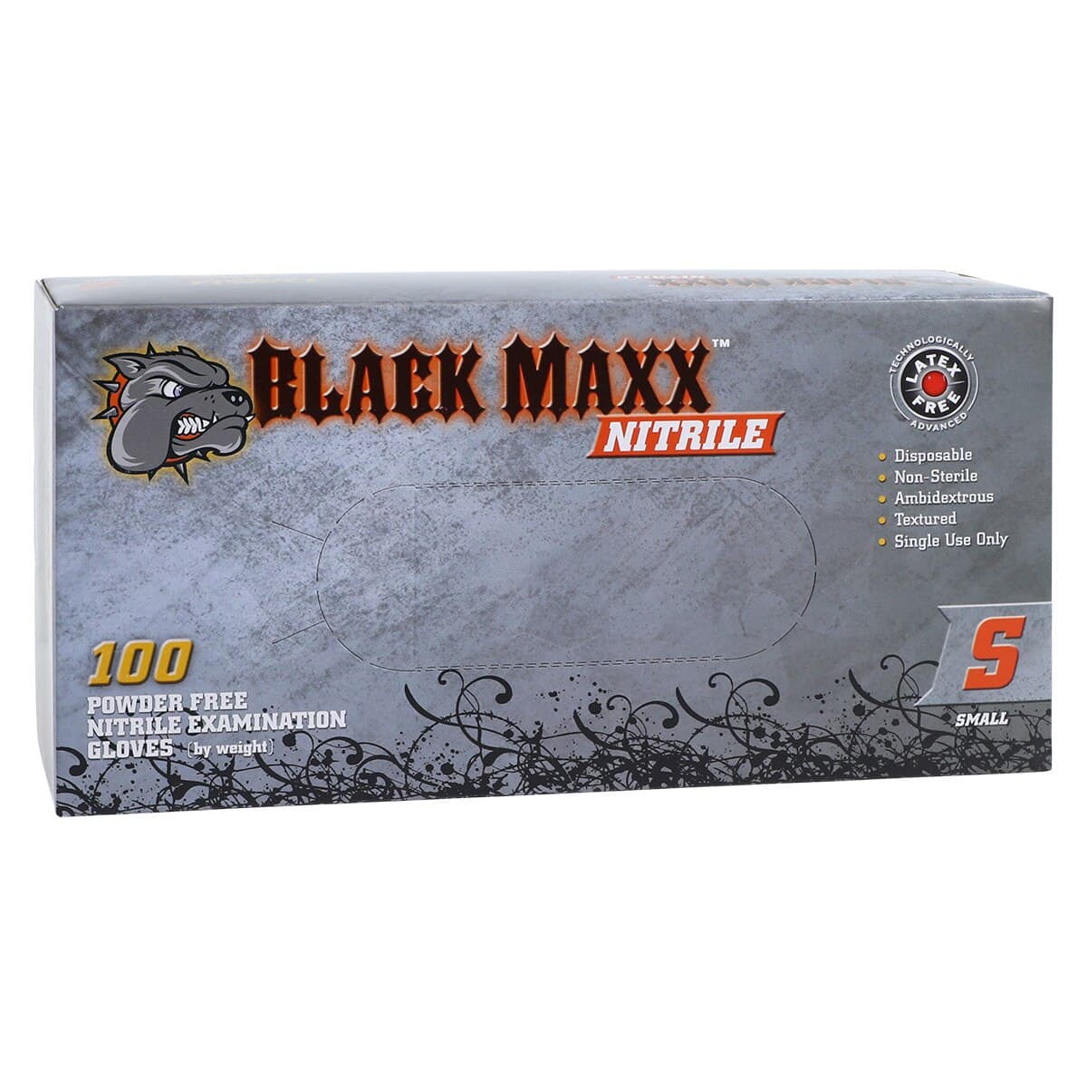 Black Maxx Nitrile Exam Gloves, Powder Free, Non-Sterile, Small, Black, 100/Box, BMN100S thumbnail 4