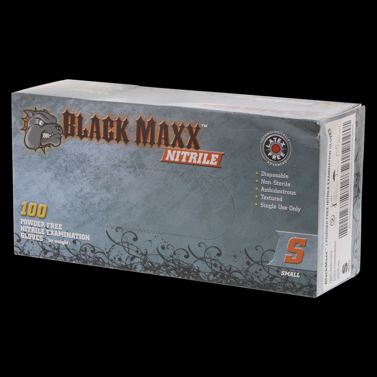 Black Maxx Nitrile Exam Gloves, Powder Free, Non-Sterile, Small, Black, 100/Box, BMN100S - Black Maxx™ Nitrile Gloves – Powder Free, Nonsterile, 100/Box - Nitrile Black Maxx Glove 100/Box, 10 Boxes/Case Small - Image 1