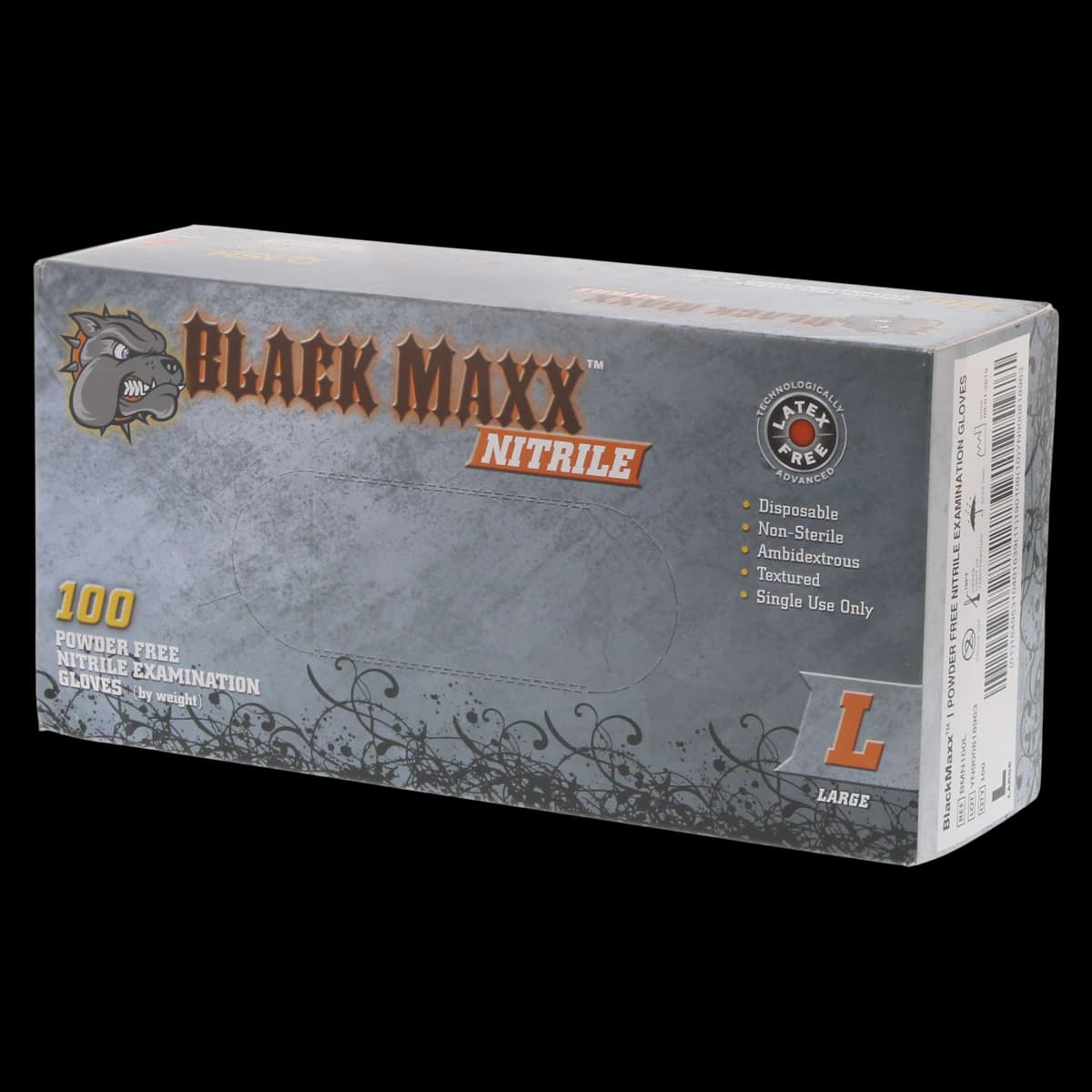 Black Maxx Nitrile Exam Gloves, Powder-Free, Non-Sterile, Large, Black, 100/Box, BMN100L - Black Maxx Nitrile Gloves Large 100/Bx - Image 1