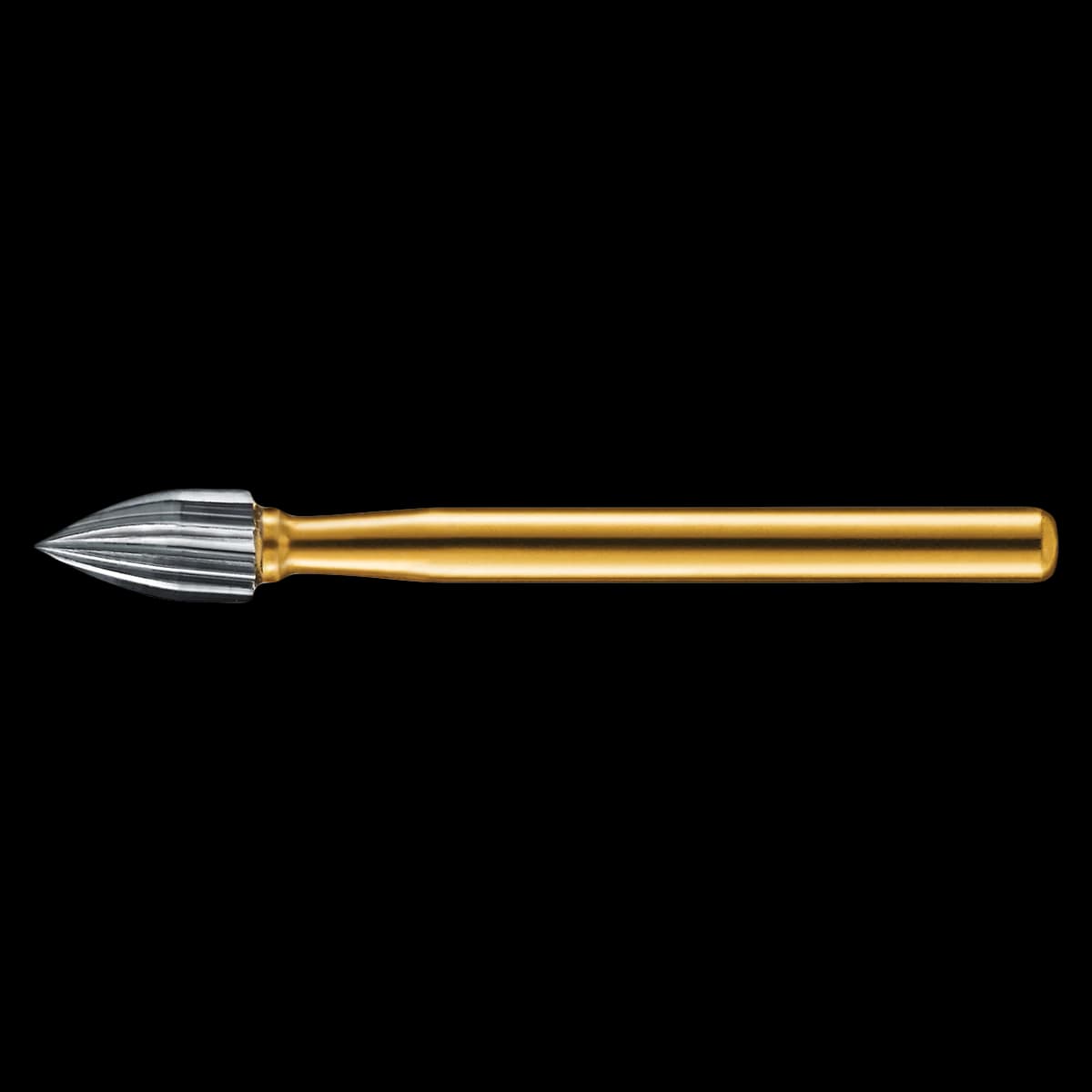 KaVo Kerr Trimming & Finishing Carbide Bur, FG, Flame, 12-Flute, #7104, 1.4 mm, 10/Pk, FG7104-KC0 - KaVo Kerr Operative T&F 12-Bladed Carbide Bur, FG, Flame, # 7104, 1.4 mm, 10/Pk - Image 1