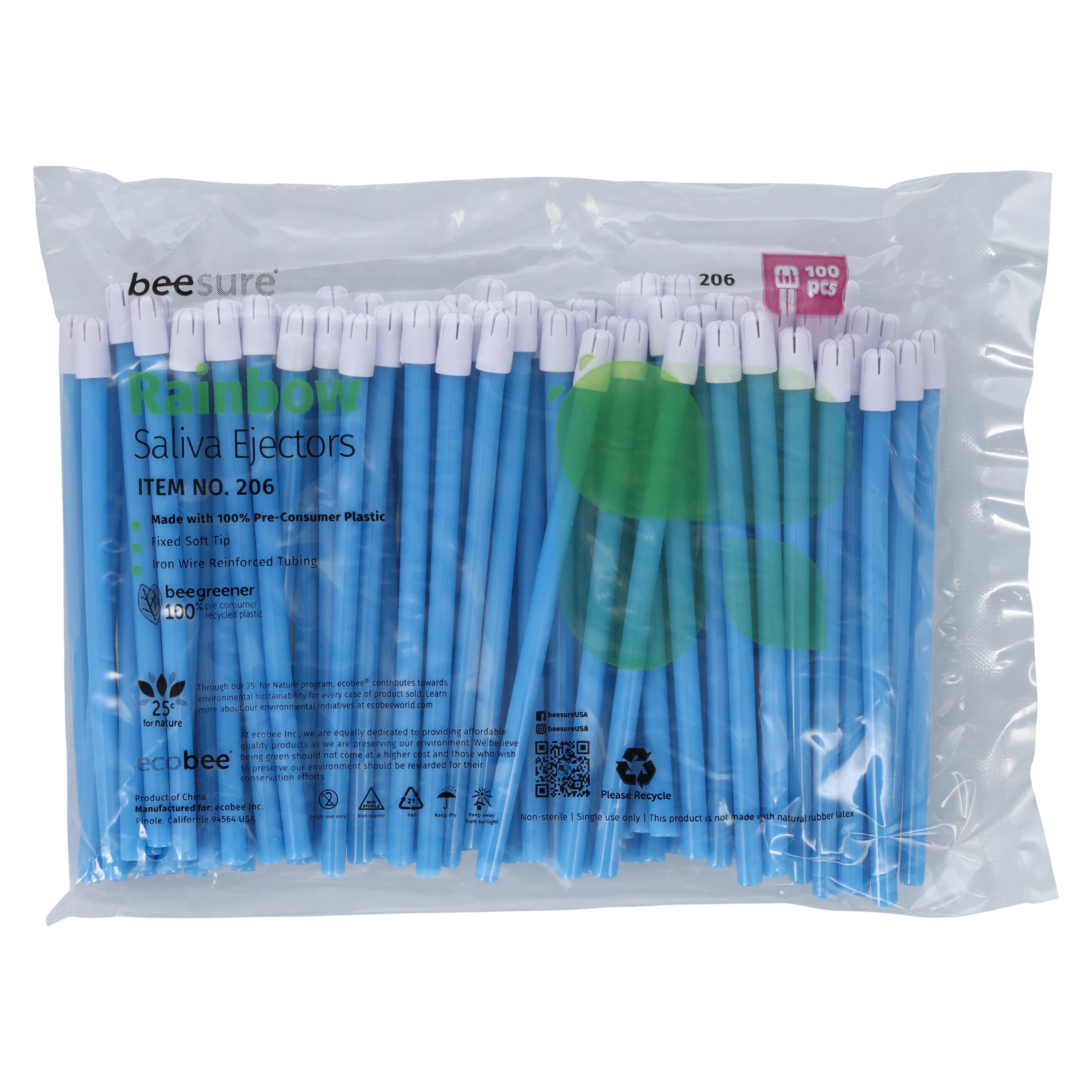 BeeSure Rainbow Saliva Ejectors, Assorted Colors, Latex-Free, 500/Box, BE206 thumbnail 8