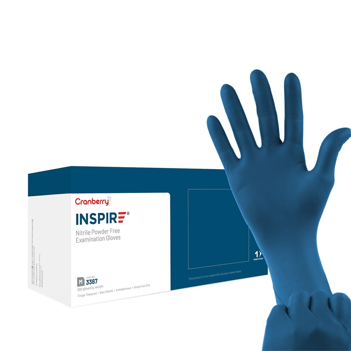 Cranberry Inspire Nitrile Powder-Free Exam Gloves, X-Small, Aegean Blue, 300/Box, CR3385 thumbnail 3
