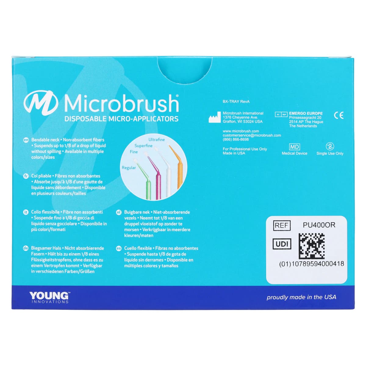 Microbrush Plus Micro-Applicator Dispenser Refills, Ultra Fine, Orange, 400/Pk, PU400OR thumbnail 4