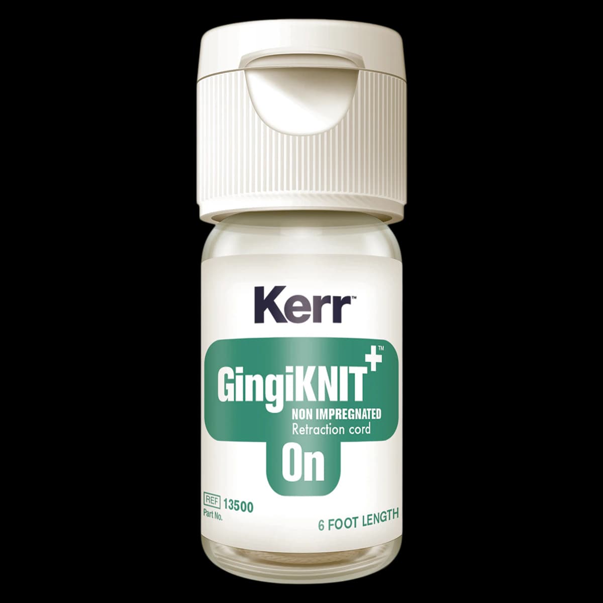 GingiKNIT+ Non-Impregnated Knitted Retraction Cord, Size 0N, Small, White with Orange Strand, 72 in/Bottle, 13500 - GingiKnit+ 0n Non Impregnated Small - Image 1