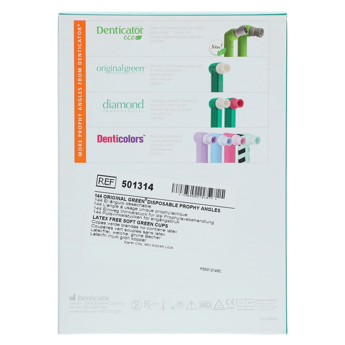 Denticator Original Green Disposable Prophy Angle, Soft Green 4-Web Cup, Latex-Free, 144/Box, 501314 thumbnail 4