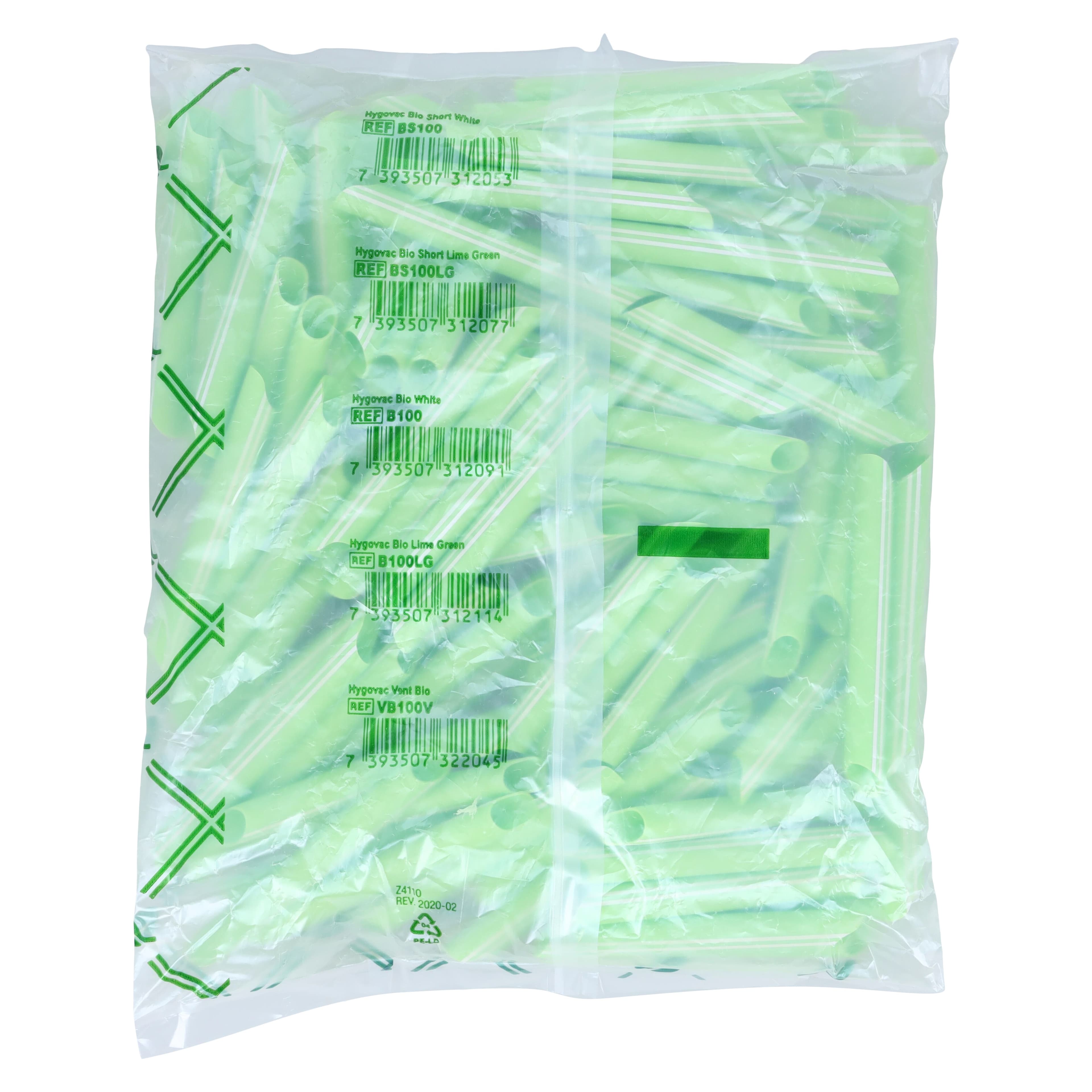 Directa Hygovac® Bio Aspirator Tubes, Short 95mm, Lime Green, Dual Tips (45° and S-Shaped), Bag of 100 thumbnail 2