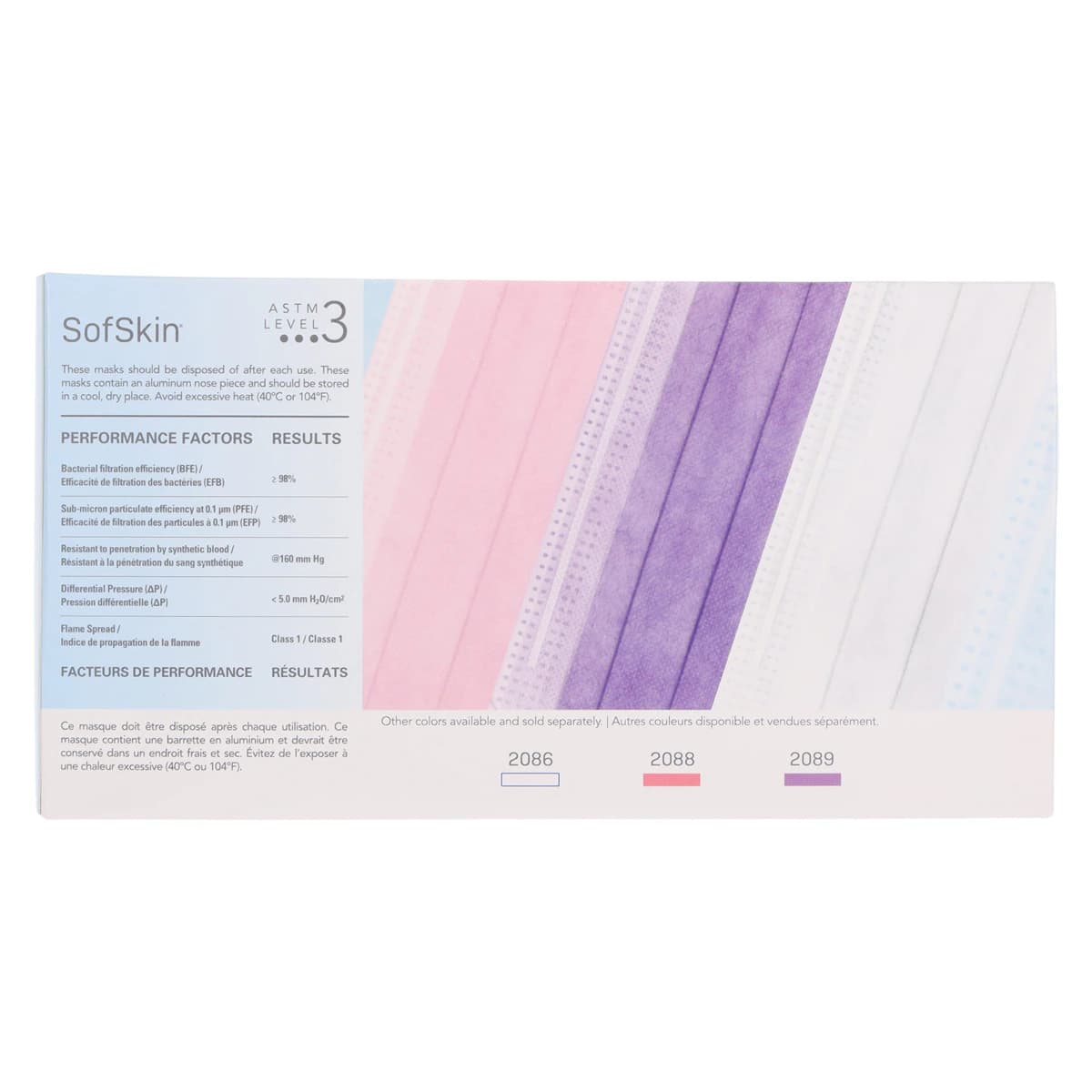 Medicom SafeMask SofSkin Procedure Earloop Face Mask, ASTM Level 3, Blue, 50/Box, 2087 thumbnail 6