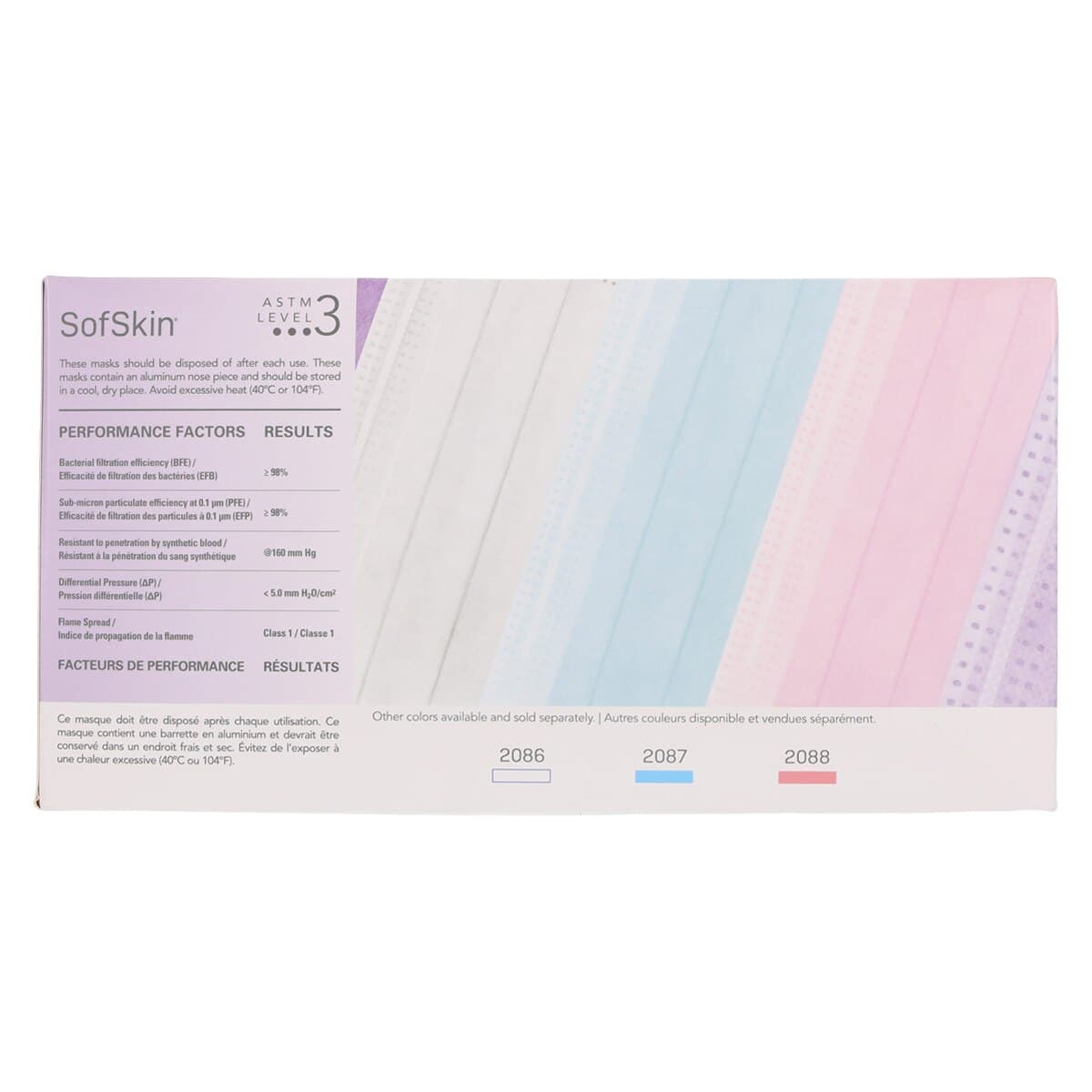 SafeMask SofSkin Procedure Earloop Face Masks, ASTM Level 3, Lavender, 50/Box, 2089 thumbnail 6