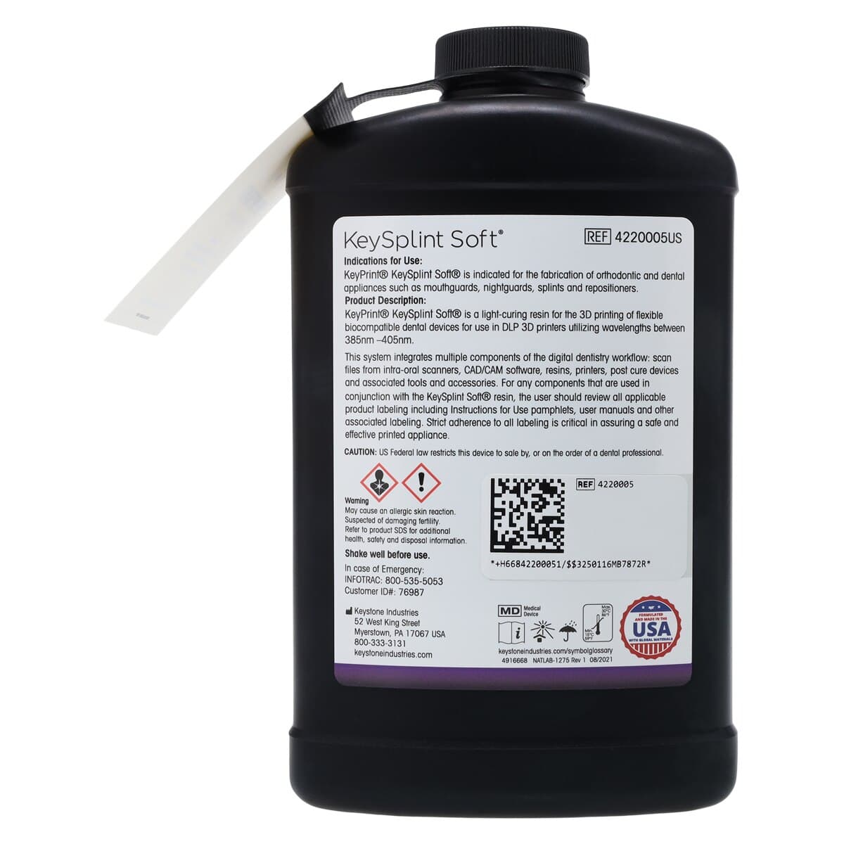 KeyPrint KeySplint Soft 3D Printing Resin, Light Violet Translucent, 1 kg Bottle, 4220005 thumbnail 2