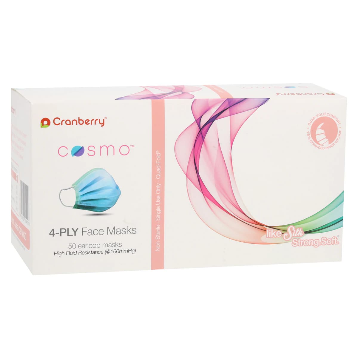 Cranberry Cosmo 4-Ply ASTM Level 3 Earloop Face Mask, Galactic Green, 50/Box, C2700GG thumbnail 4