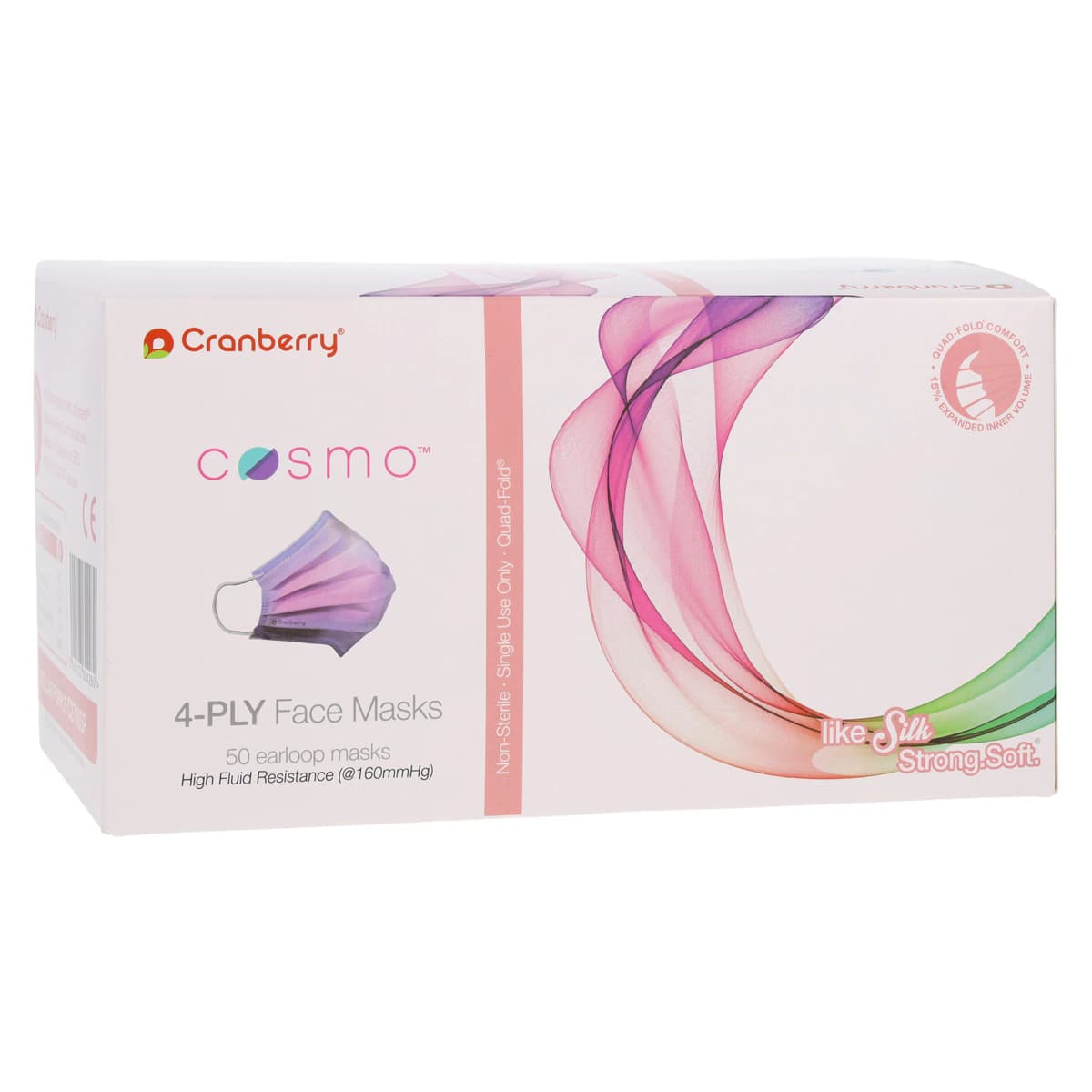 Cranberry Cosmo 4-Ply ASTM Level 3 Earloop Procedure Face Mask, Stellar Purple, 50/Box, C2700SP thumbnail 4