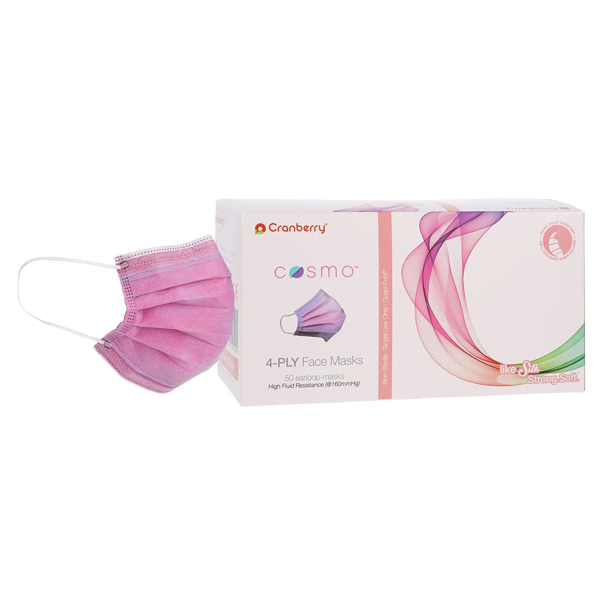 Cranberry Cosmo 4-Ply ASTM Level 3 Earloop Procedure Face Mask, Stellar Purple, 50/Box, C2700SP - Cranberry Cosmo Procedure Face Mask ASTM Level 3 Stellar Purple Box of 50 - Image 1