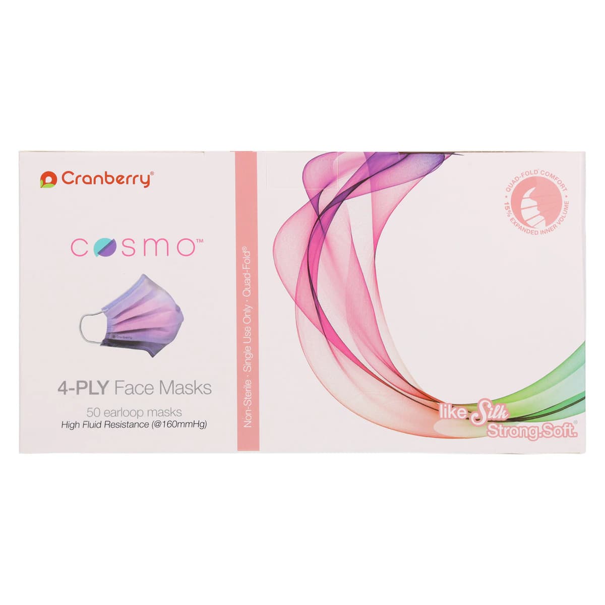 Cranberry Cosmo 4-Ply ASTM Level 3 Earloop Procedure Face Mask, Stellar Purple, 50/Box, C2700SP thumbnail 6