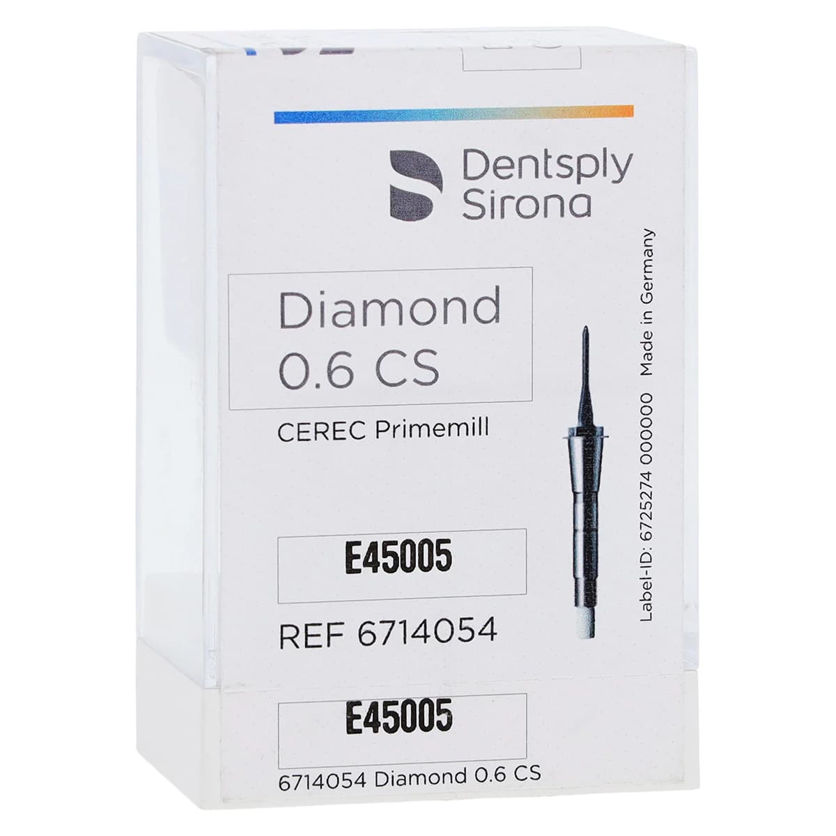 CEREC Primemill Diamond Milling Bur, 0.6 CS, 6/Pkg - Cerec Primemill Diamond 0.6 CS - Image 1