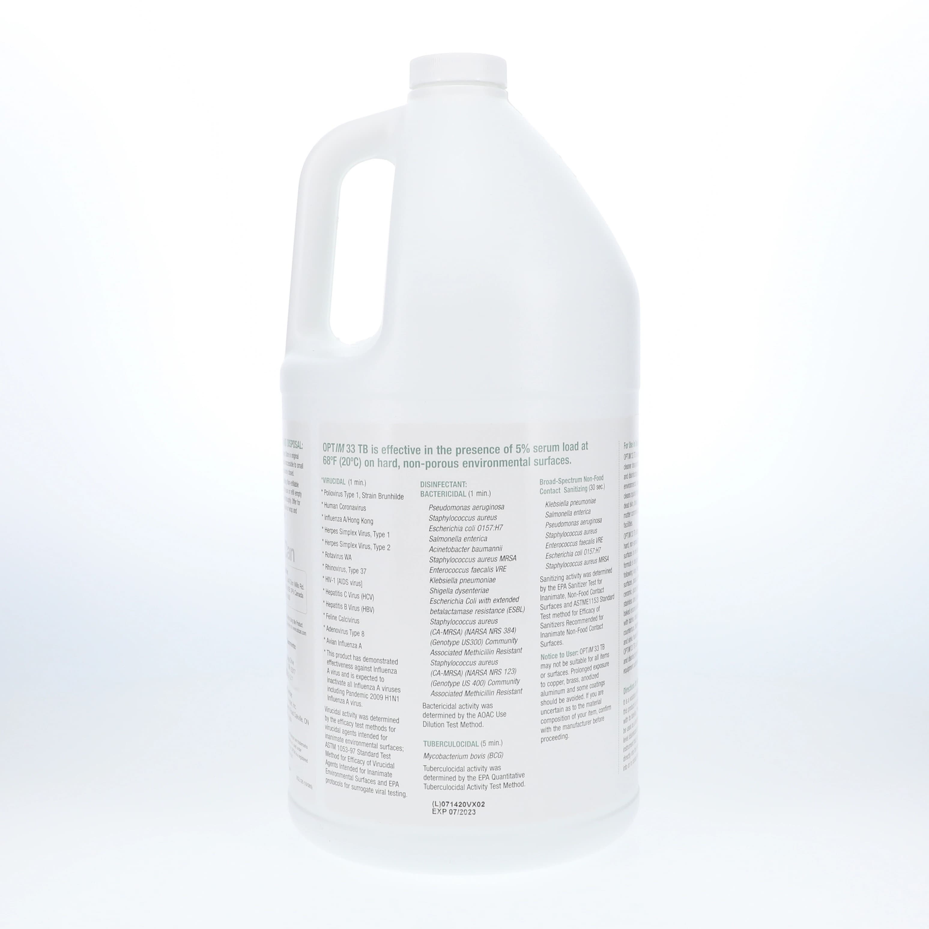 Optim 33TB One-Step Surface Cleaner & Disinfectant, 1 Gallon Bottle, OPT33-4X1 thumbnail 3