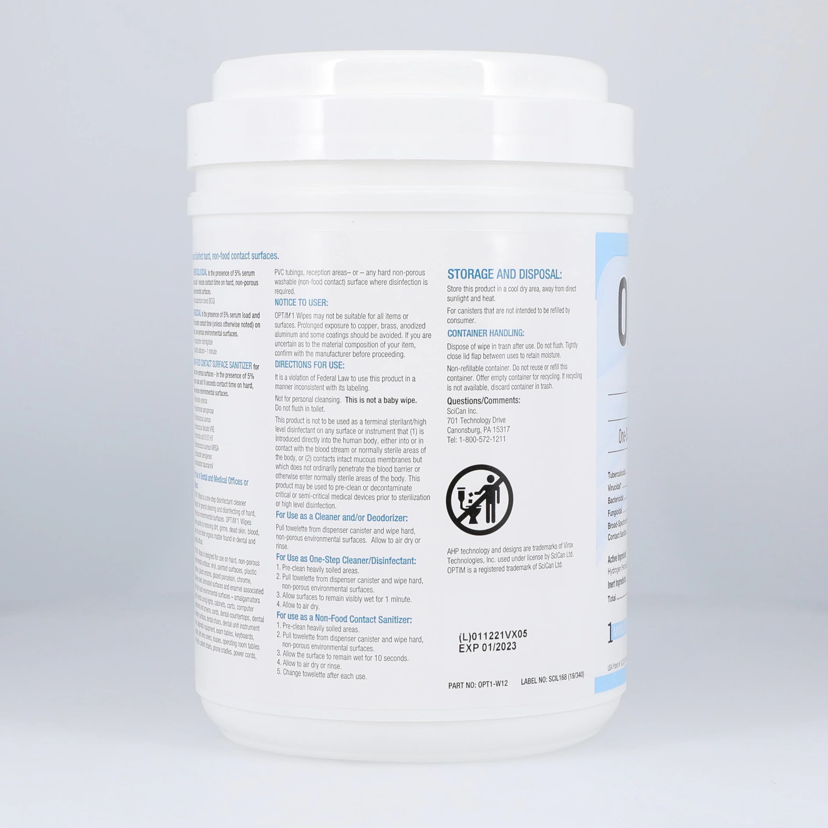 Optim 1 Disinfectant Wipes, 6" x 7", 160/Canister, OPT1-W12 thumbnail 4
