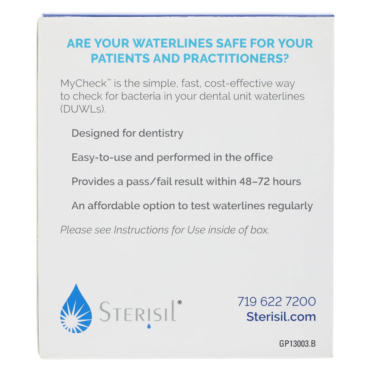 Sterisil MyCheck In-Office HPC Waterline Paddle Test, 4/Pk, MC-4 thumbnail 2