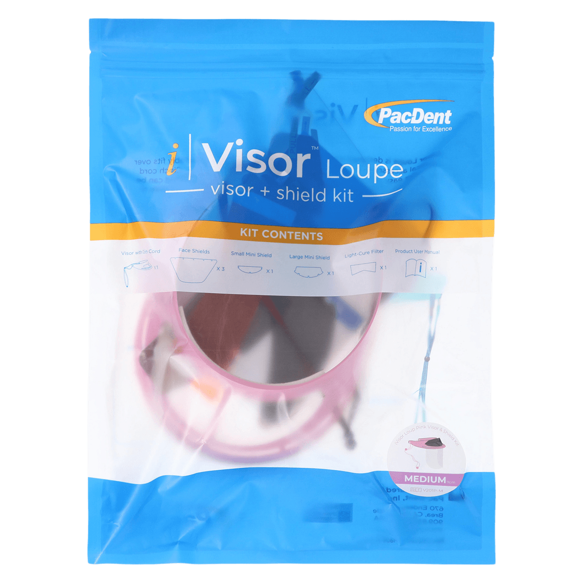 iVisor™ Pink Loupe Visor and Shield Kit, Medium (9cm), Reusable, 01KEZKNN6761RZZ5JF63GZWTP8 - iVisor™ Pink Loupe Visor and Shield 9cm Pack - Image 1