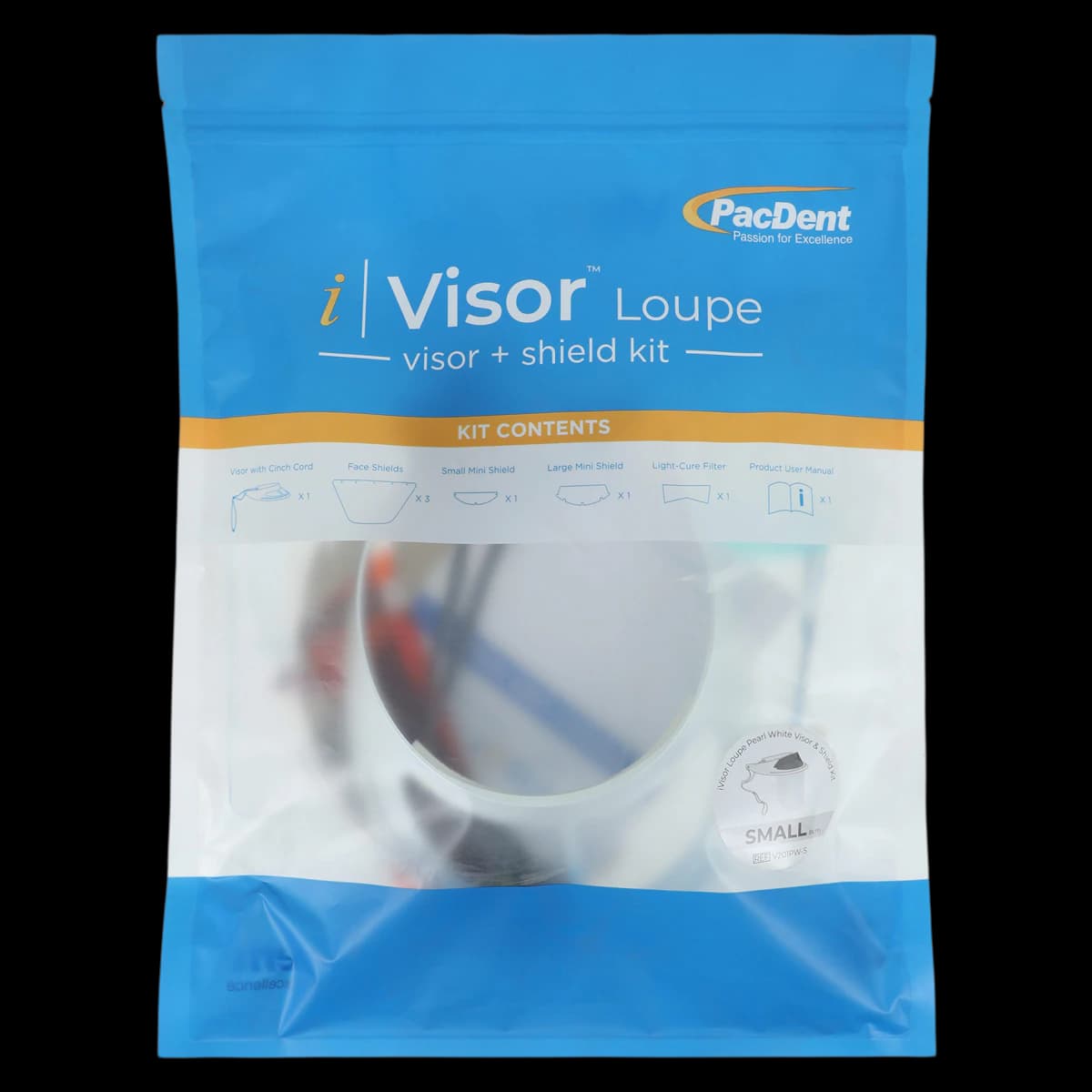 iVisor™ Pearl White Loupe Visor and Shield Kit, Small (8cm), Reusable, 01KEZKNN6711WAQQ5WZY7E62E9 - iVisor™ Pearl White Loupe Visor and Shield 8cm Pack - Image 1
