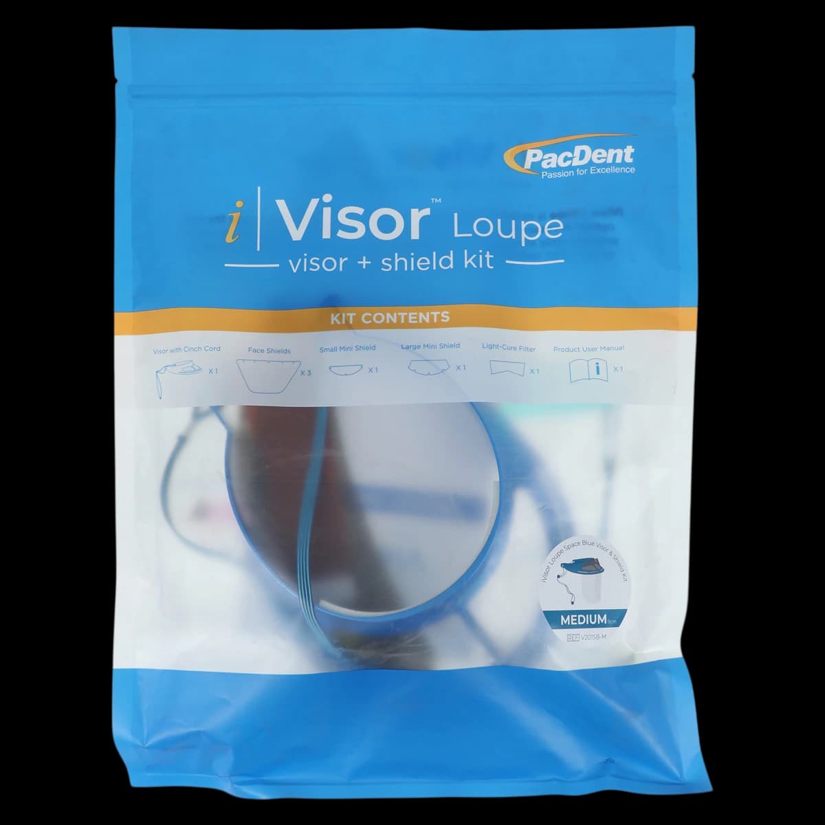 iVisor™ Space Blue Loupe Visor and Shield Kit, 9cm, Reusable, V201SB-M - iVisor™ Space Blue Loupe Visor and Shield 9cm Pack - Image 1