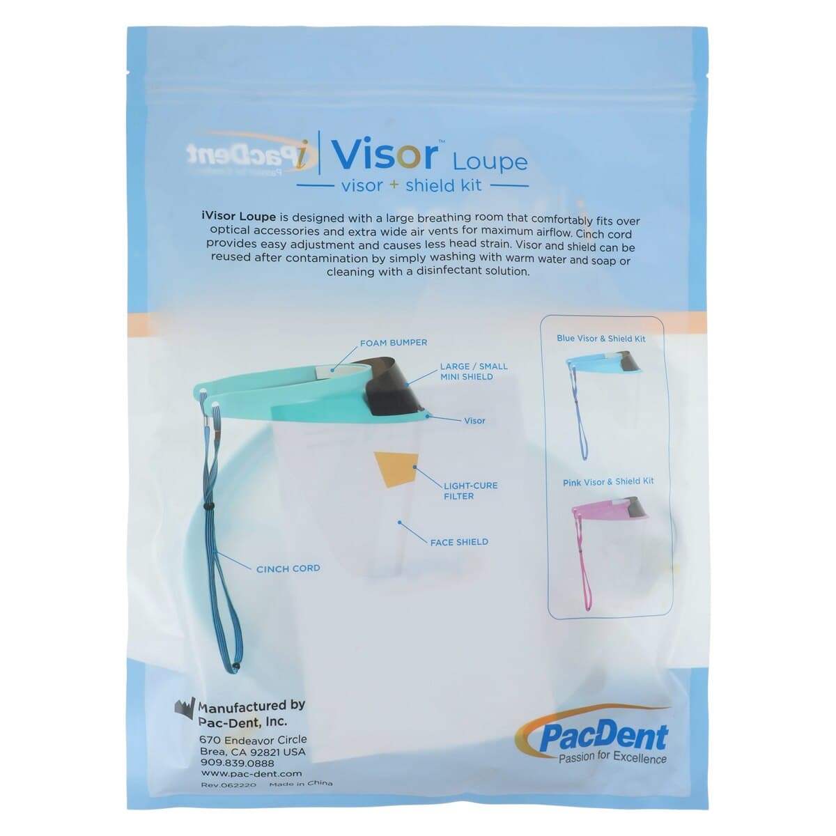 iVisor™ Loupe Visor and Shield Kit, Large, Teal, 10cm, Reusable, V201T-L thumbnail 7