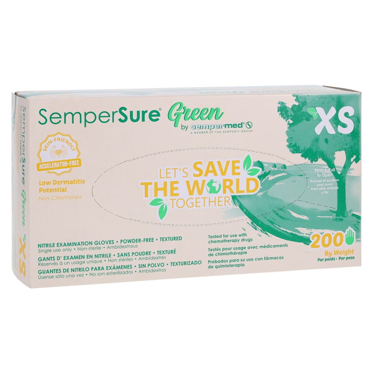 SemperSure Green Powder Free Nitrile Exam Gloves, X-Small, Green, 200/Box thumbnail 4