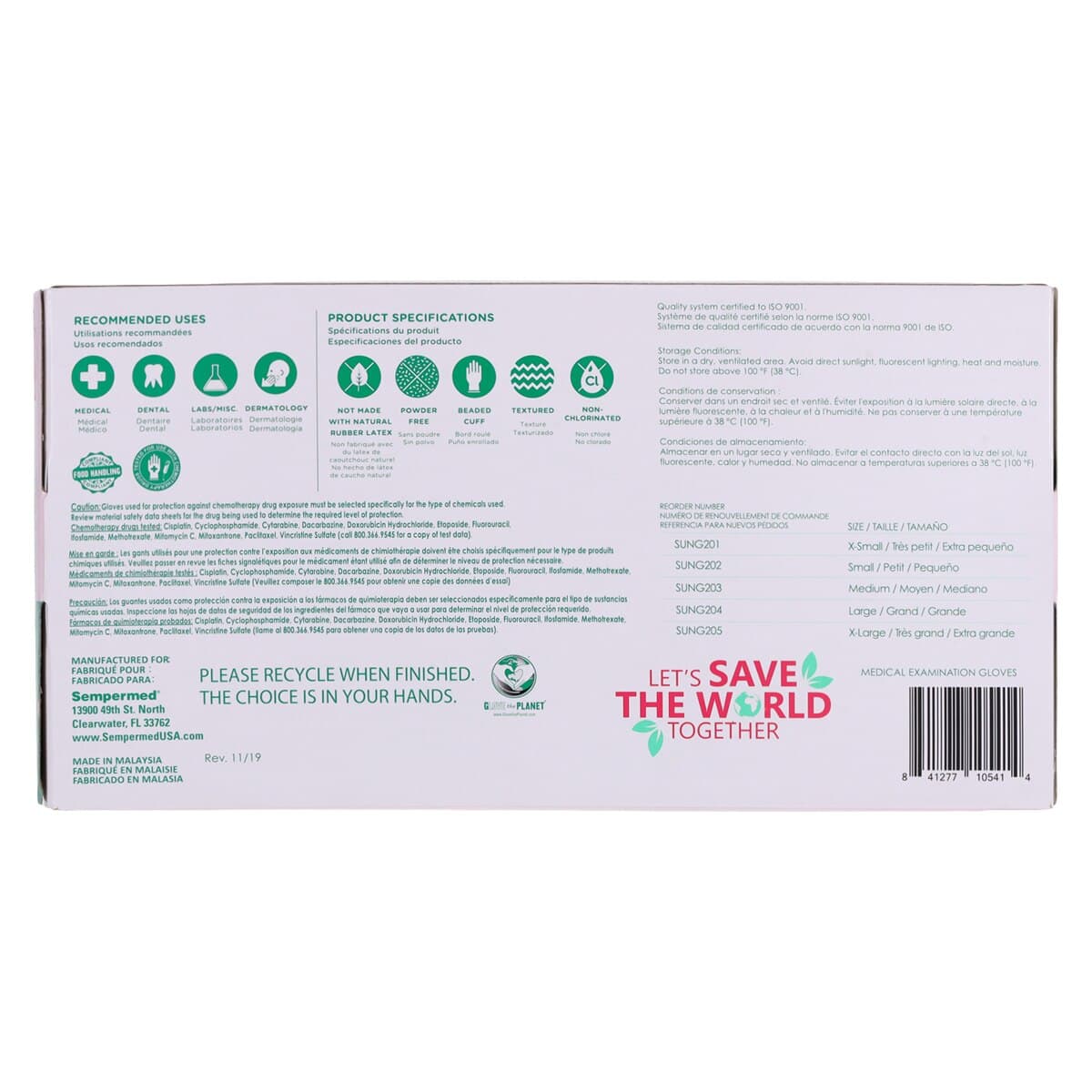 Sempermed Sempersure Green Powder-Free Nitrile Exam Gloves, Medium, Textured, 200/Box, SUNG203 thumbnail 9