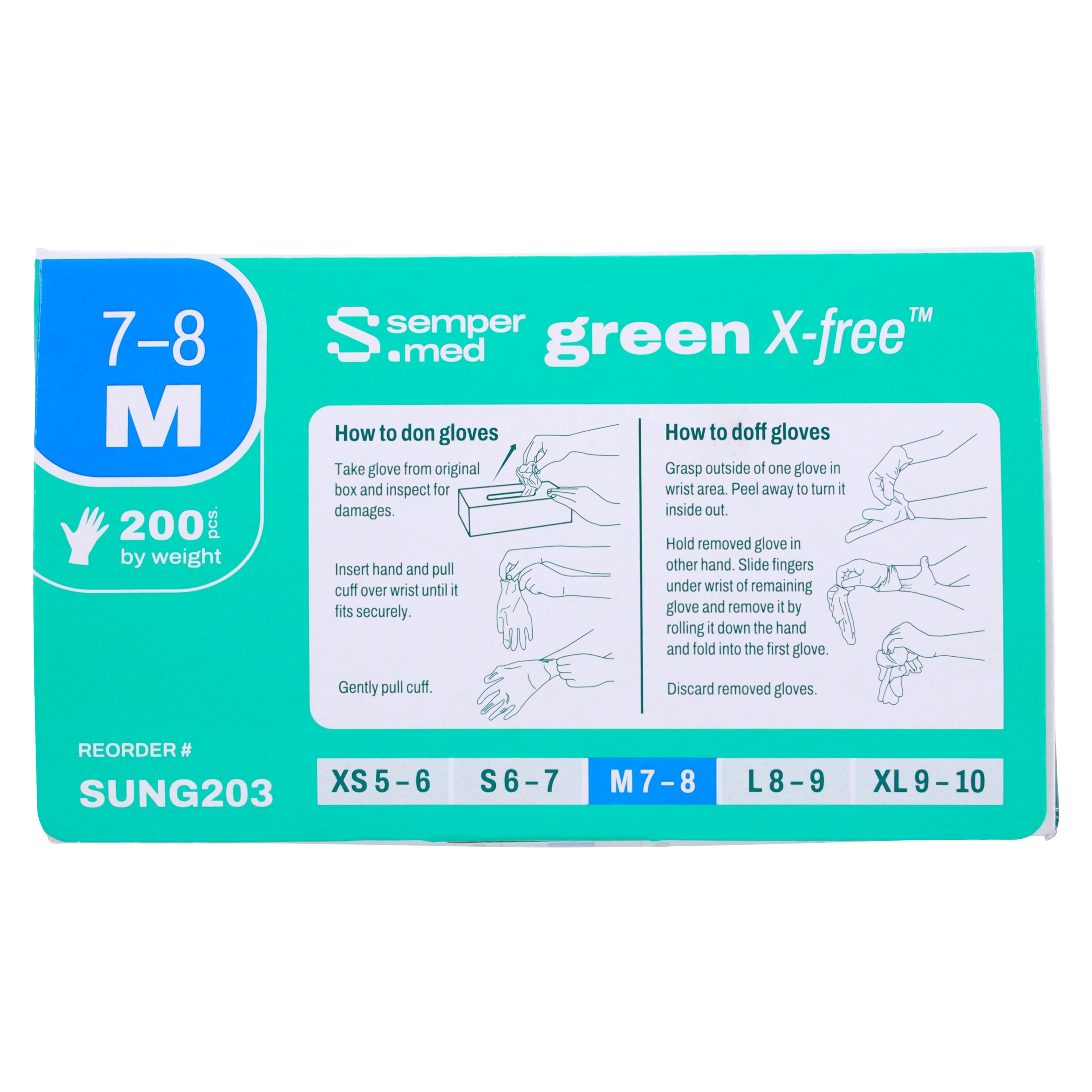 Sempermed Sempersure Green Powder-Free Nitrile Exam Gloves, Medium, Textured, 200/Box, SUNG203 thumbnail 6