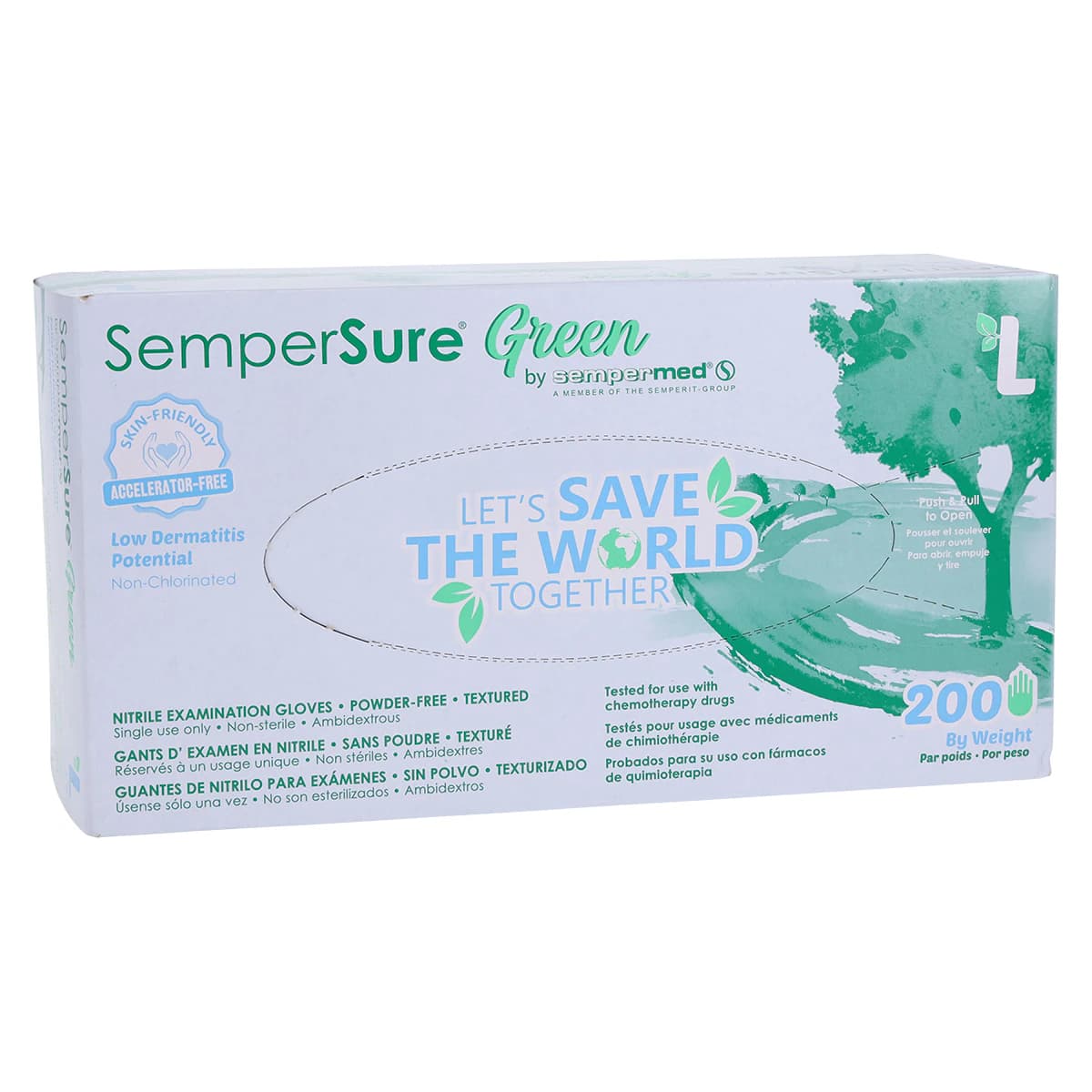 SemperSure Green Nitrile Exam Gloves, Powder Free, Non-Sterile, Large, Green, 200/Box thumbnail 4