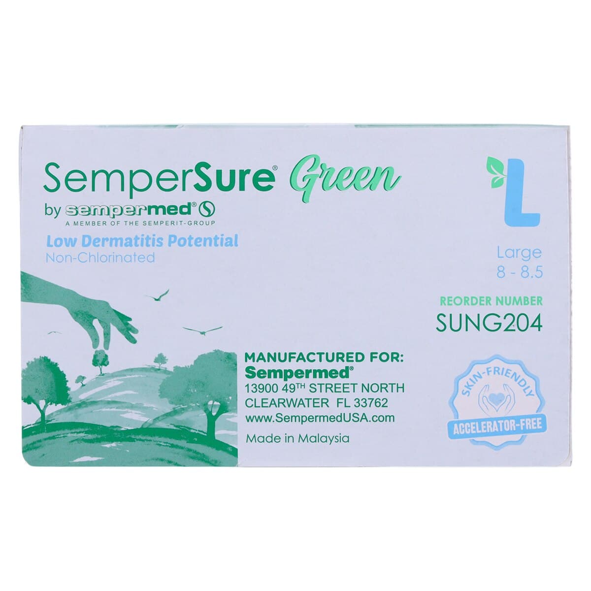 SemperSure Green Nitrile Exam Gloves, Powder Free, Non-Sterile, Large, Green, 200/Box thumbnail 7