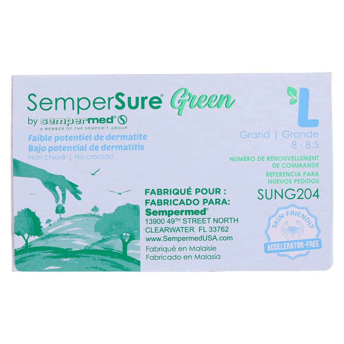 SemperSure Green Nitrile Exam Gloves, Powder Free, Non-Sterile, Large, Green, 200/Box thumbnail 8