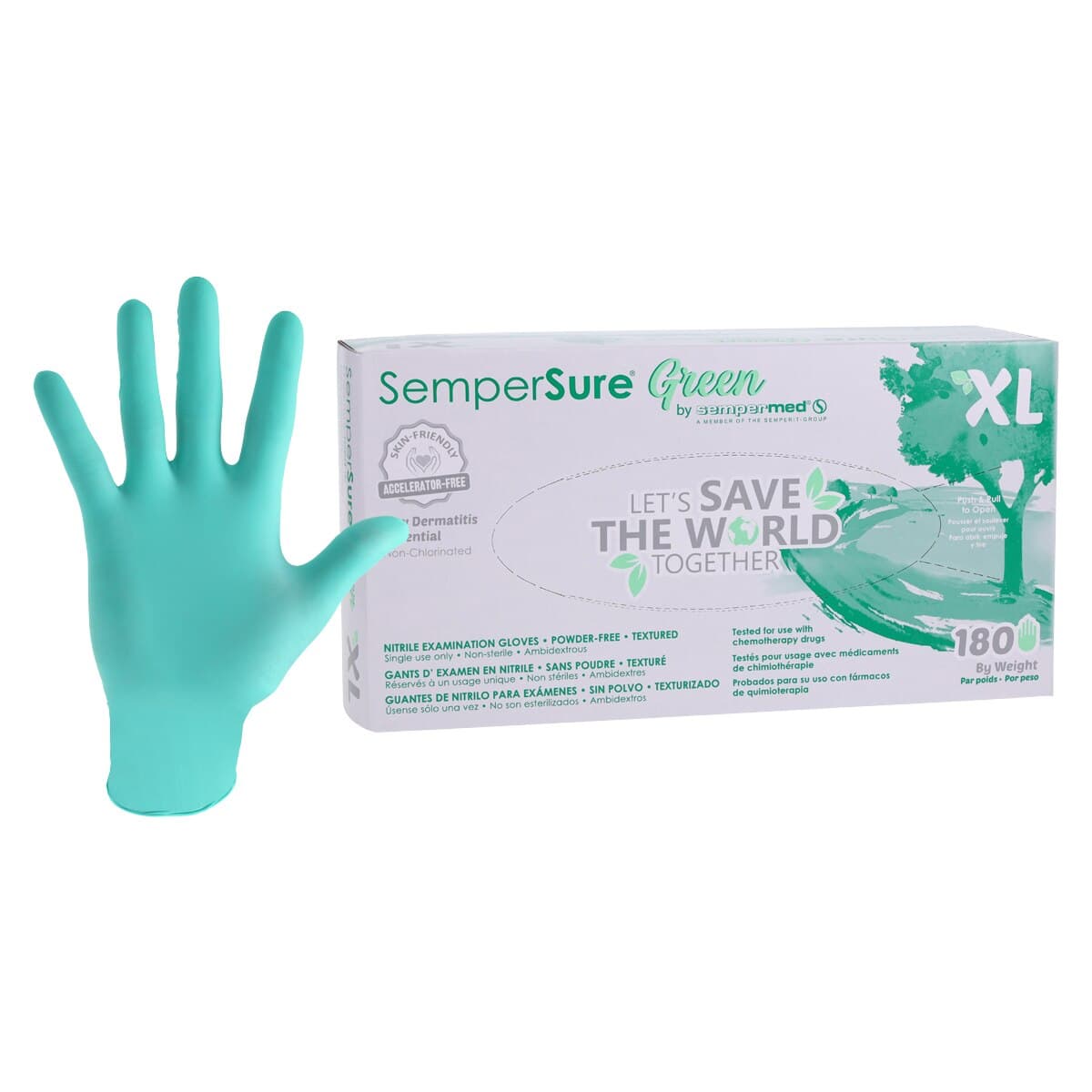 Sempersure® Nitrile Exam Gloves, Powder Free, Non-Sterile, Extra Large, Green, 180/Box thumbnail 2