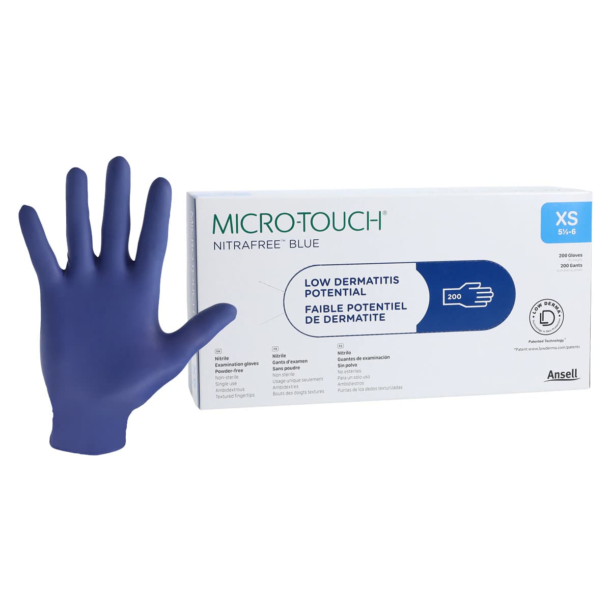 Micro-Touch® NitraFree™ Nitrile Exam Gloves, Powder-Free, Non-Sterile, X-Small, Berry Blue, 200/Box, 313028060 thumbnail 2