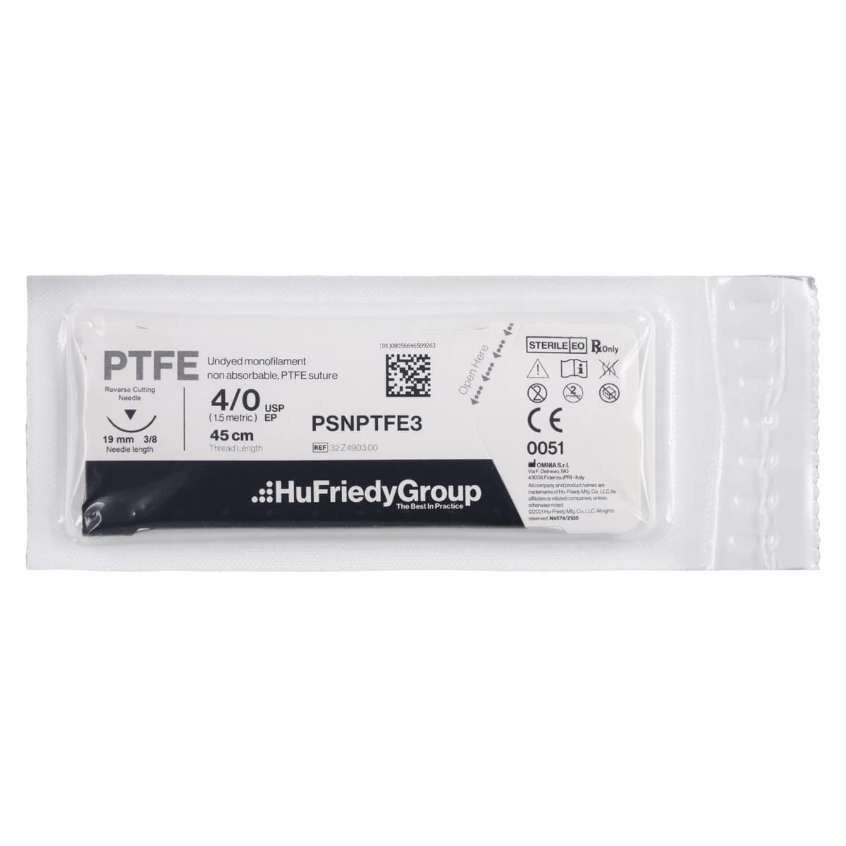 Hu-Friedy Perma Sharp PTFE Monofilament Non-Absorbable Suture, 3-0, White, 18 in, C-6 Reverse-Cutting 3/8 Circle Needle, 12/Box, PSNPTFE1 thumbnail 3