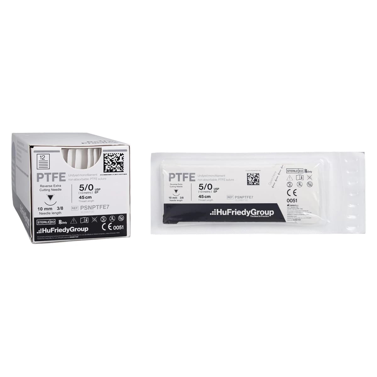 Perma Sharp PTFE Monofilament Non-Absorbable Suture, 5-0, 18 in, White, C-1 Premium Reverse Cutting 3/8 Circle Needle, 12/Pk, PSNPTFE7 thumbnail 2
