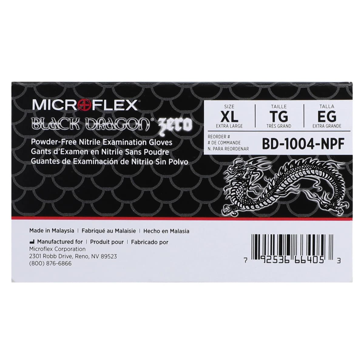 MICROFLEX Black Dragon Zero BD-100N Nitrile Exam Gloves, Powder-Free, Non-Sterile, X-Large (9.5-10), Black, 100/Box thumbnail 5