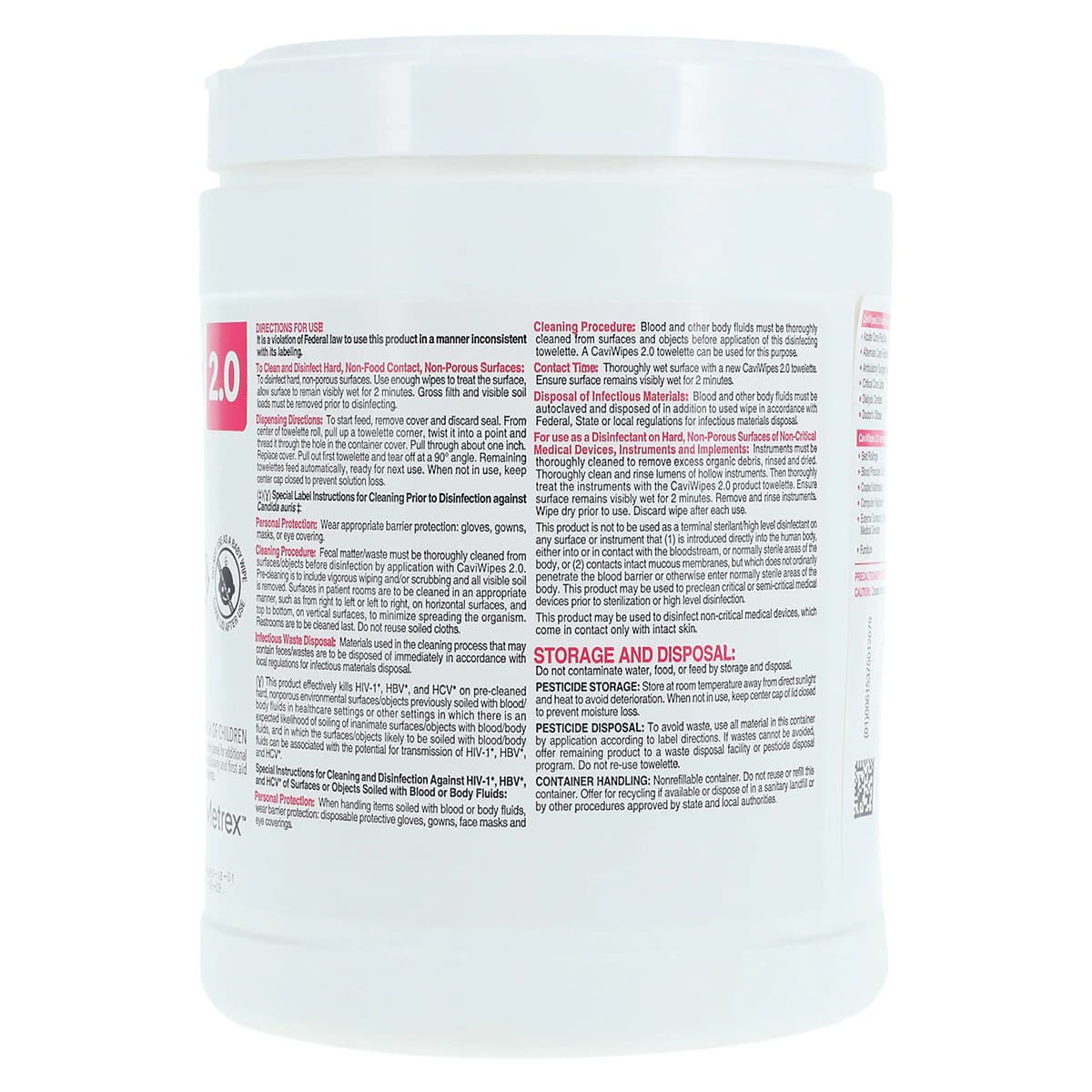 CaviWipes 2.0 Surface Disinfectant Wipes, Large, 6" x 6.75", 160 Wipes/Canister, 46781-17 thumbnail 2