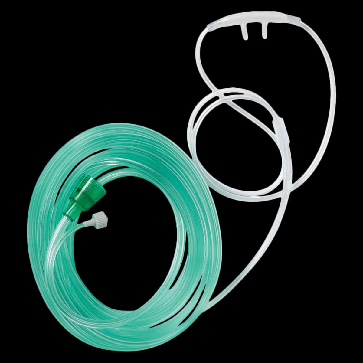 SuperSoft CO2 Nasal Sampling Cannula, Adult, 7' O2 Tubing, 7' CO2 Tubing, Green, Case of 25 - SuperSoft CO2 Nasal Sampling Cannula Adult 7' O2 Tubing 7' CO2 Tubing Green Case of 25 - Image 1