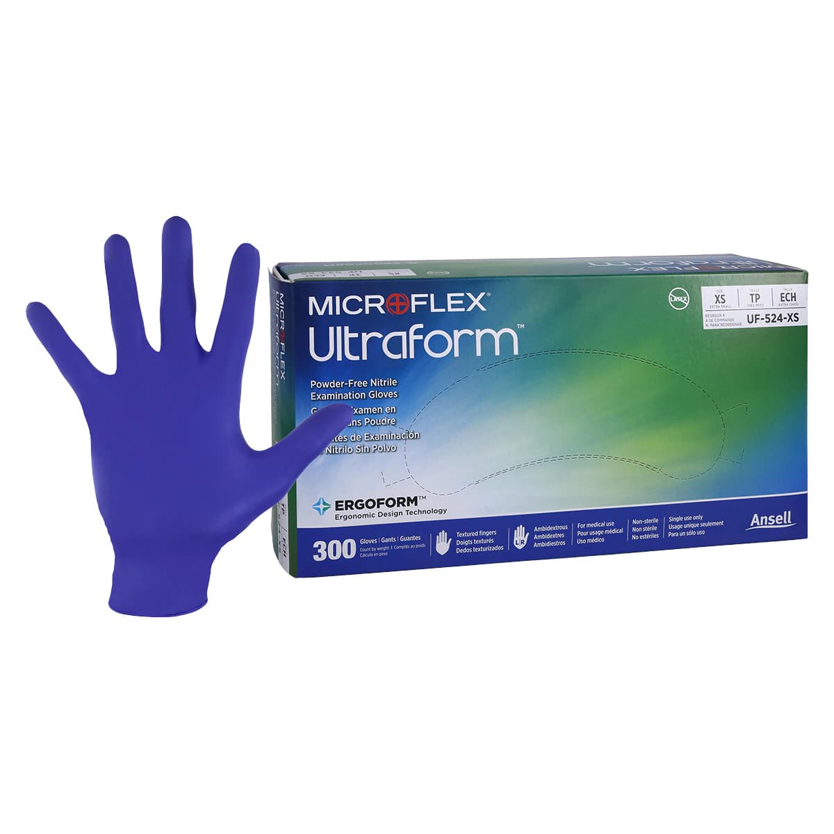 Ultraform® Powder-Free Nitrile Exam Gloves, Cobalt Blue, Extra Small, 300/Box, UF-524-XS thumbnail 2
